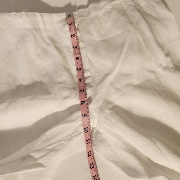 Vanity Made in Italy 100% Linen White Cropped Zip Button Front Pants Size 4XL - Picture 11 of 15